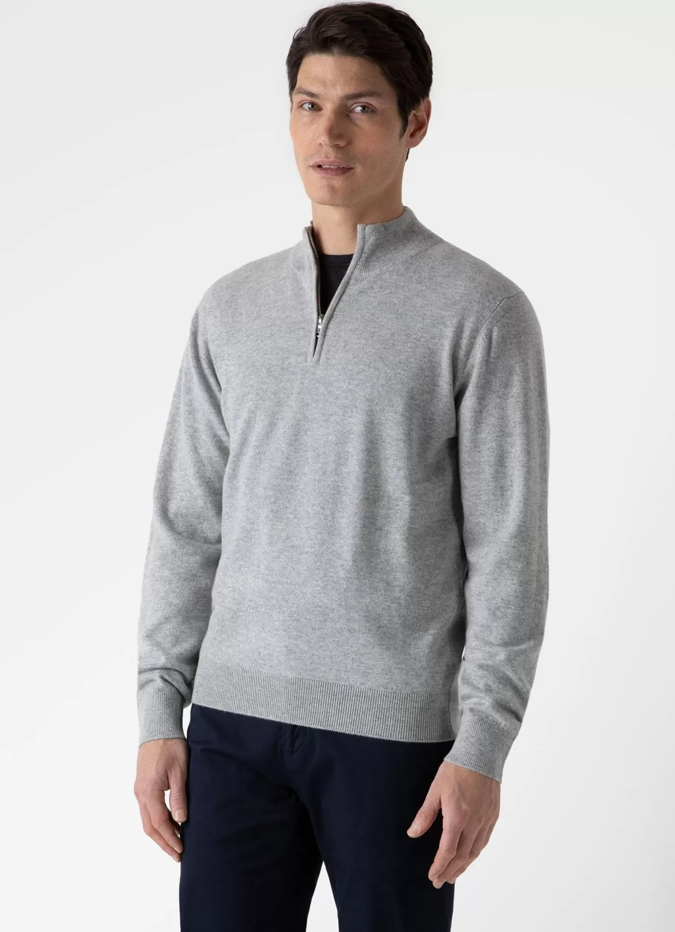 Clearance Cashmere Zip Neck Jumper Men Knitwear