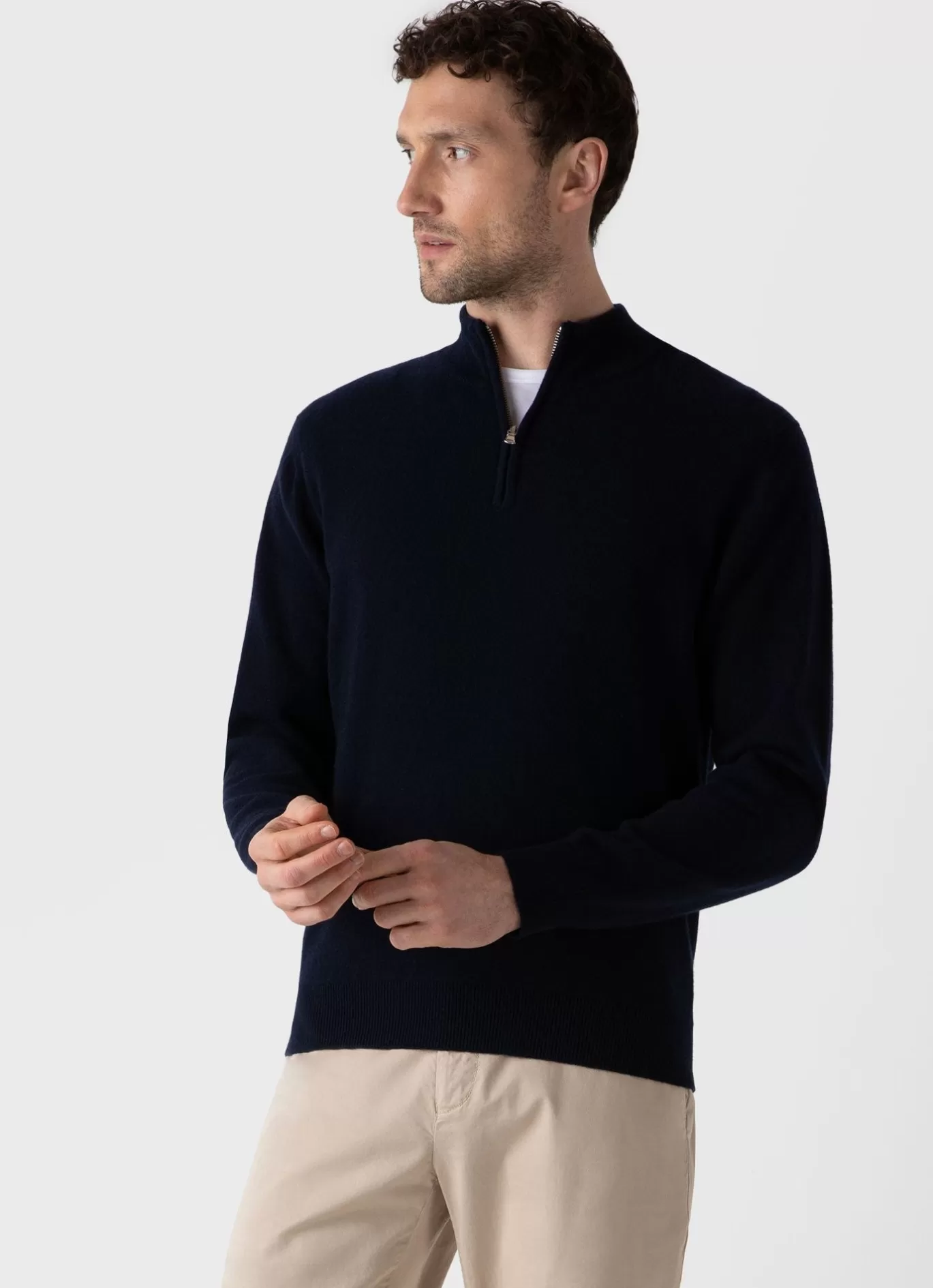 Best Cashmere Zip Neck Jumper Men Knitwear