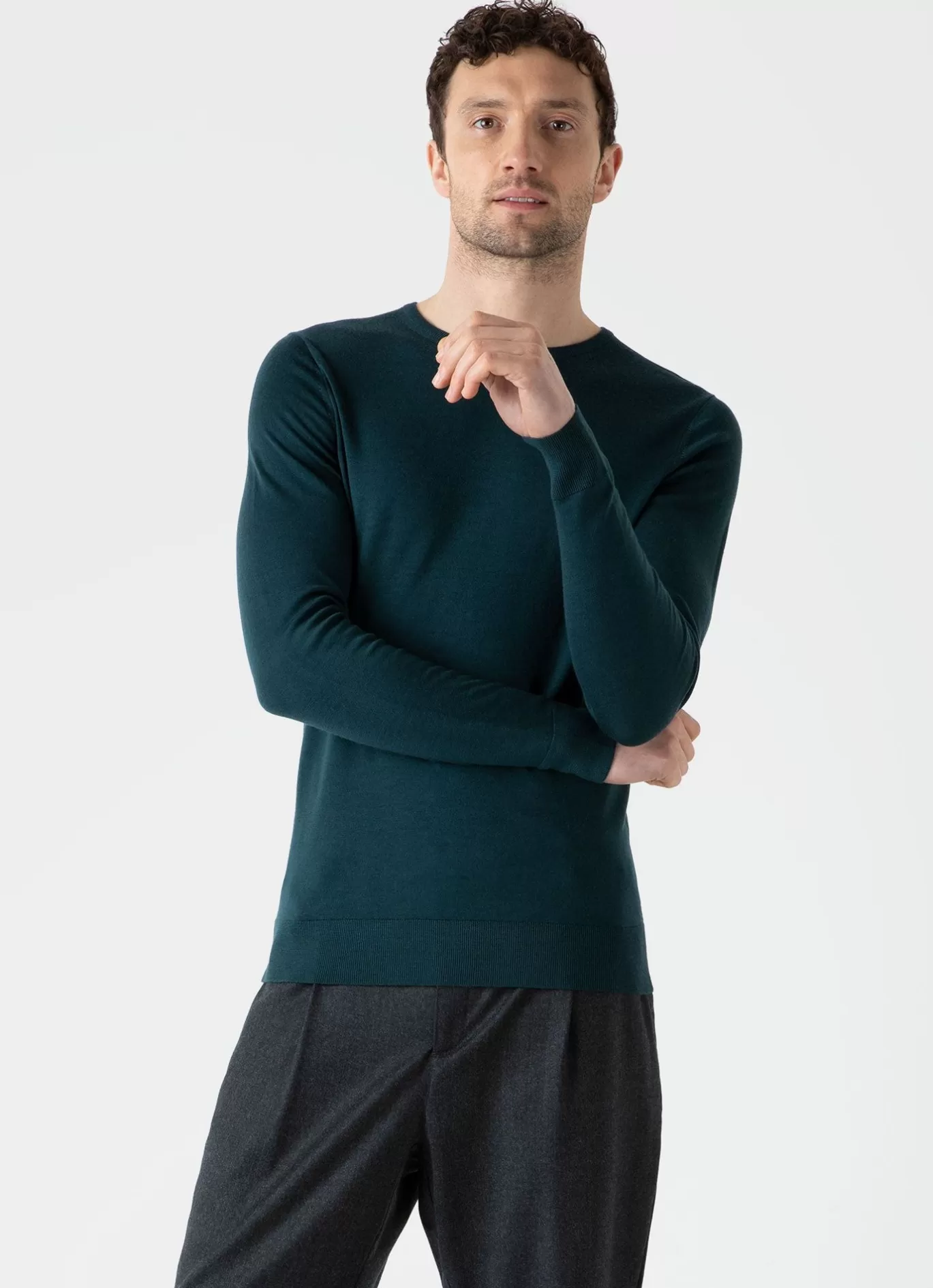 Flash Sale Extra Fine Merino Crew Neck Men Knitwear