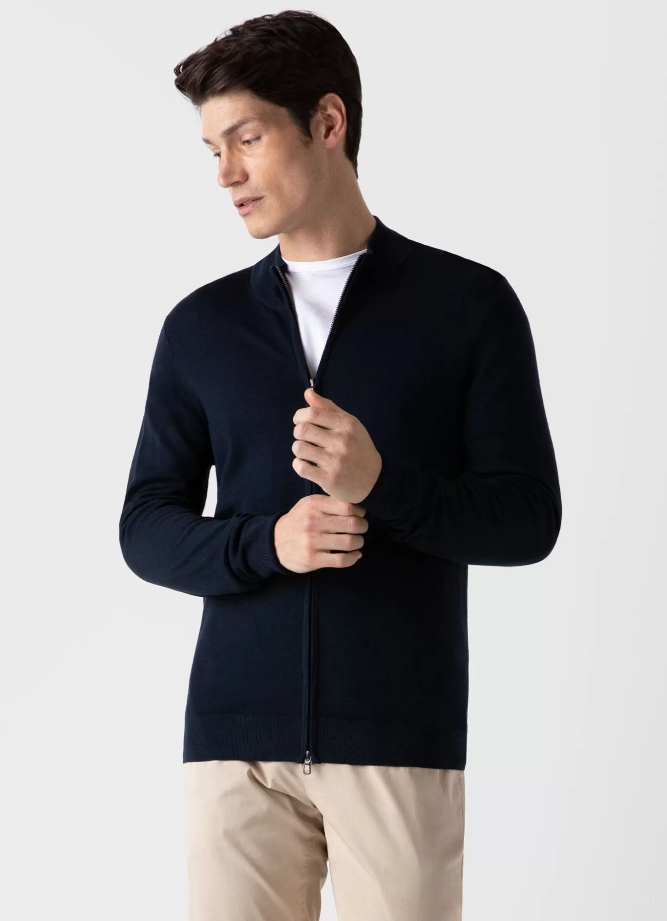 Store Extra Fine Merino Zip Cardigan Men Knitwear