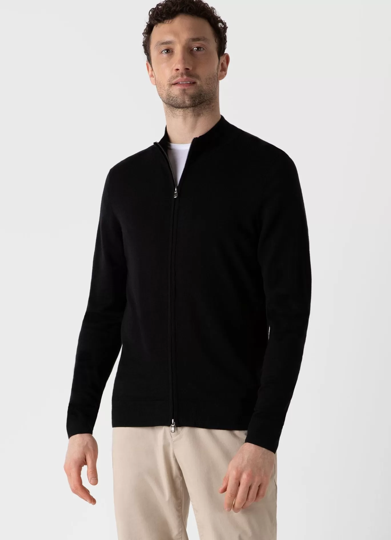 Online Extra Fine Merino Zip Cardigan Men Knitwear