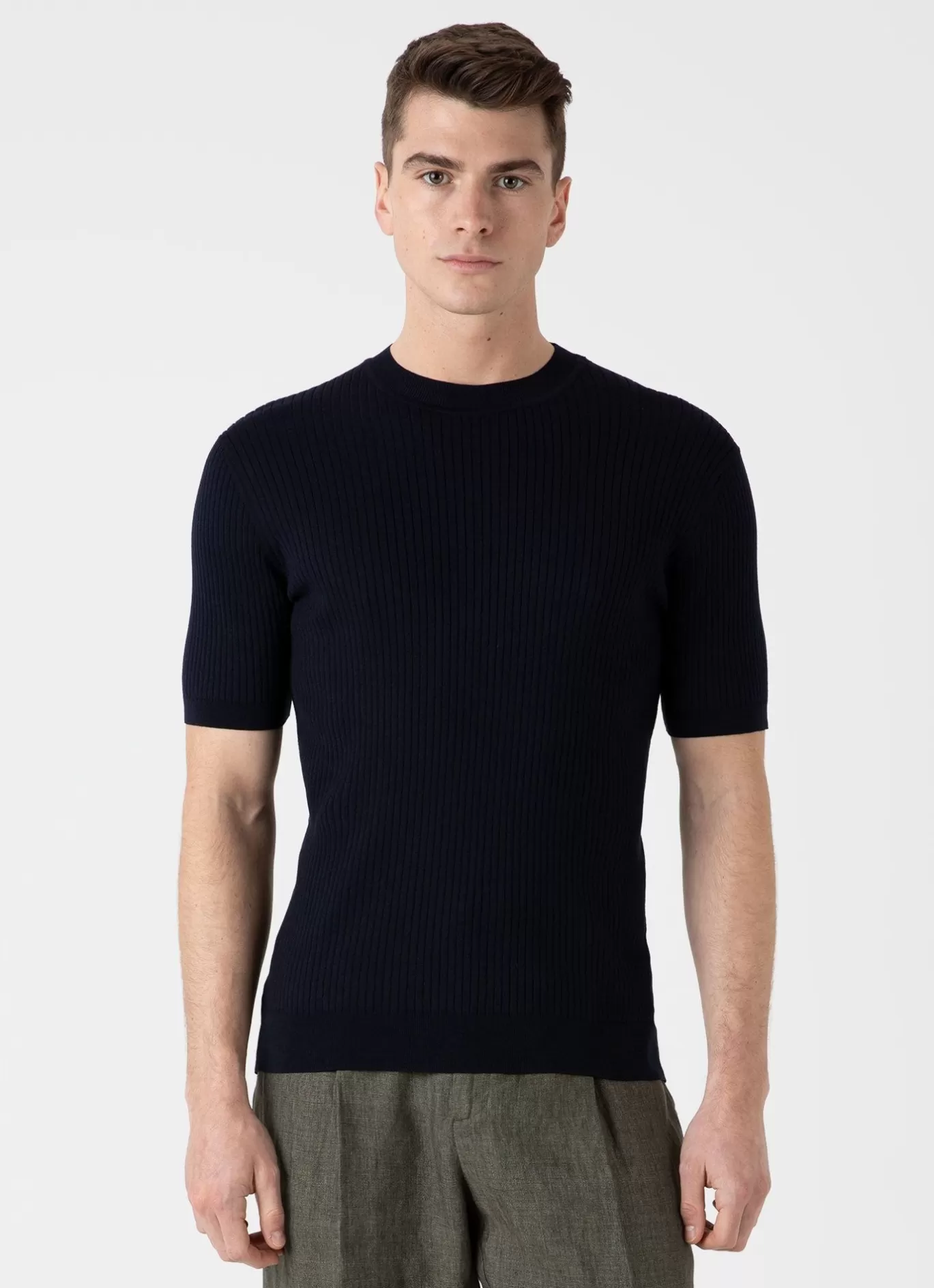 Online Fine Rib Silk Cotton T Shirt Men T-Shirts