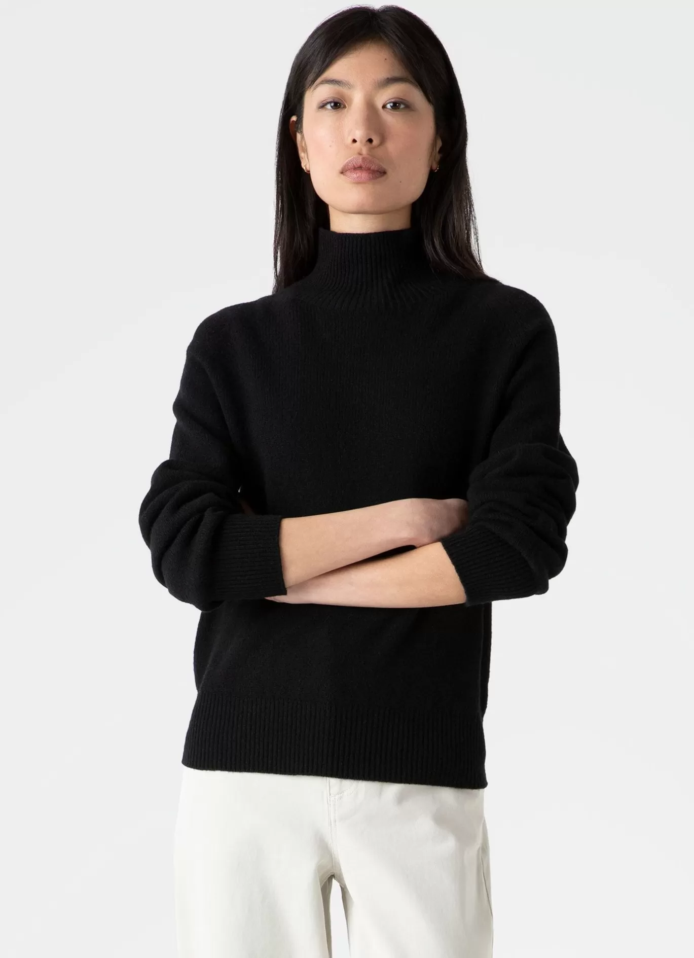 Clearance Lambswool Funnel Neck Jumper Women Knitwear