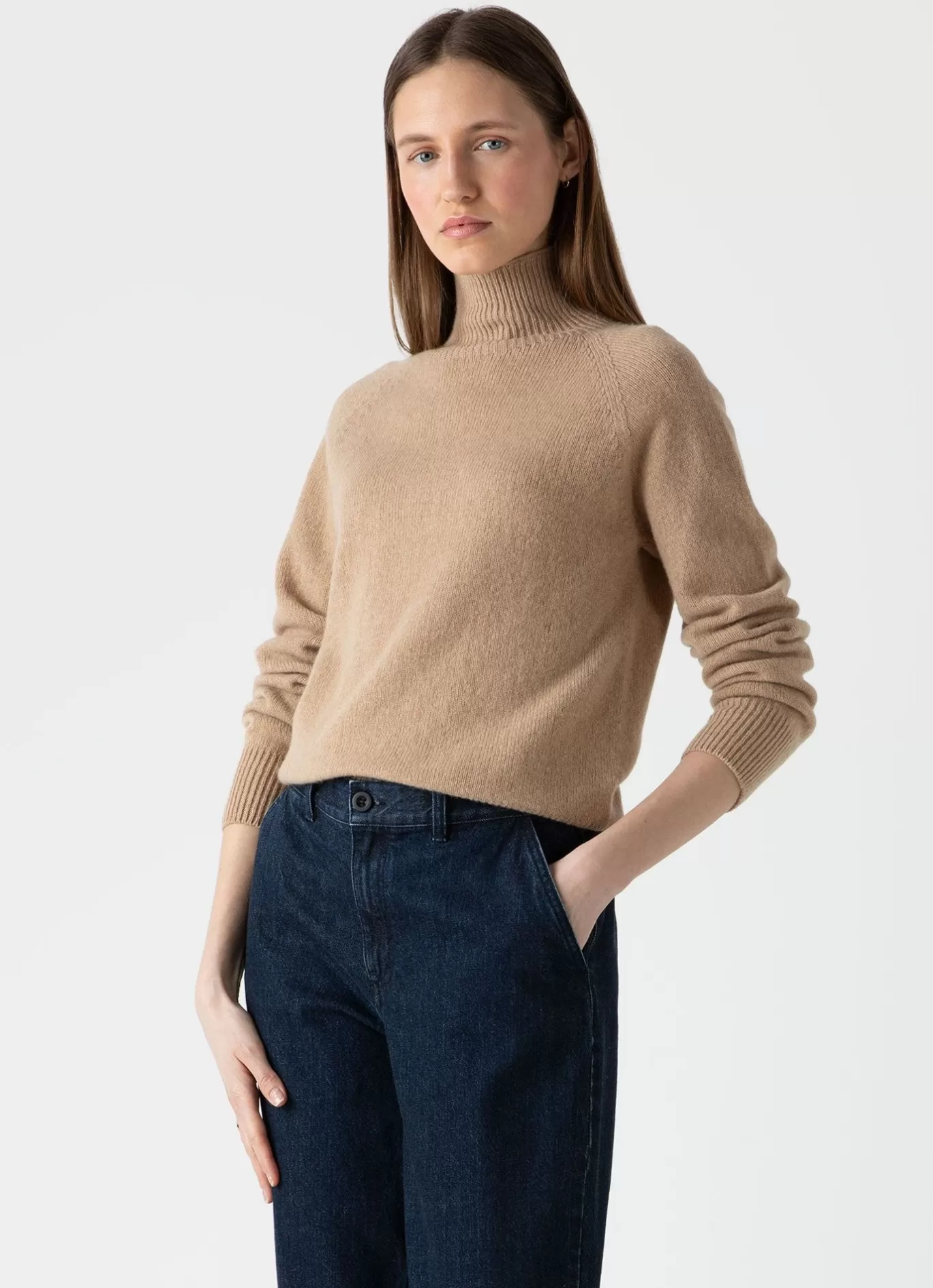 Sale Lambswool Funnel Neck Jumper Women Knitwear