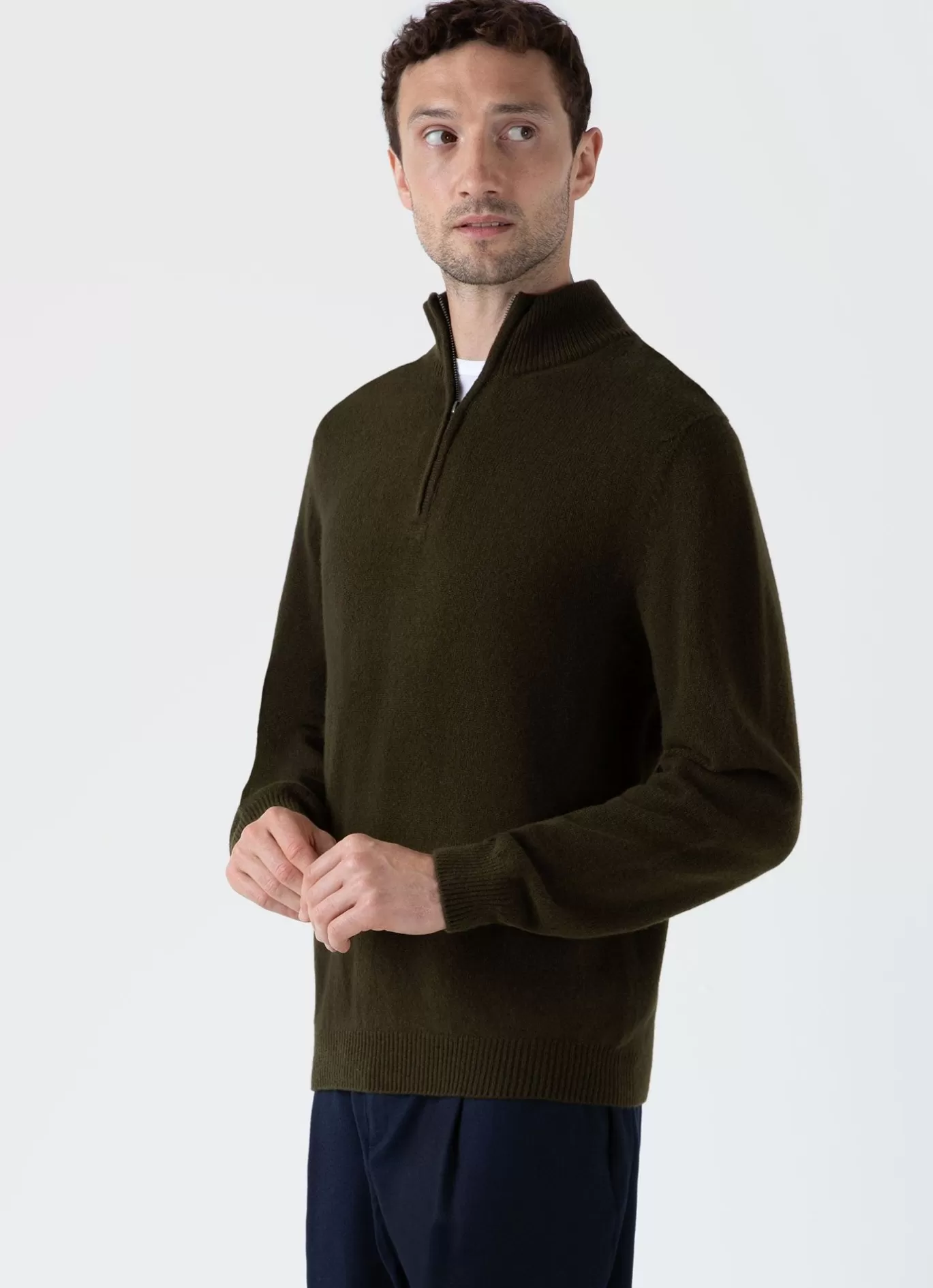 Cheap Lambswool Half Zip Jumper Men Knitwear