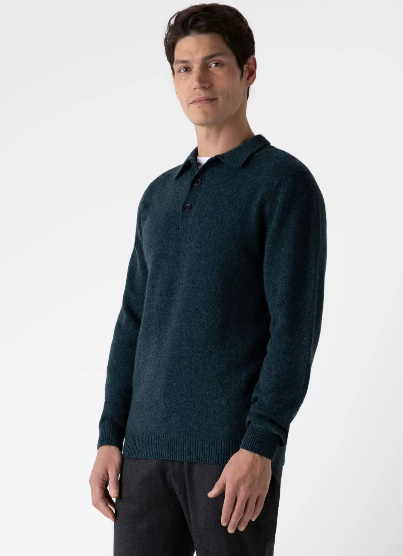 Fashion Lambswool Polo Shirt Men Knitwear