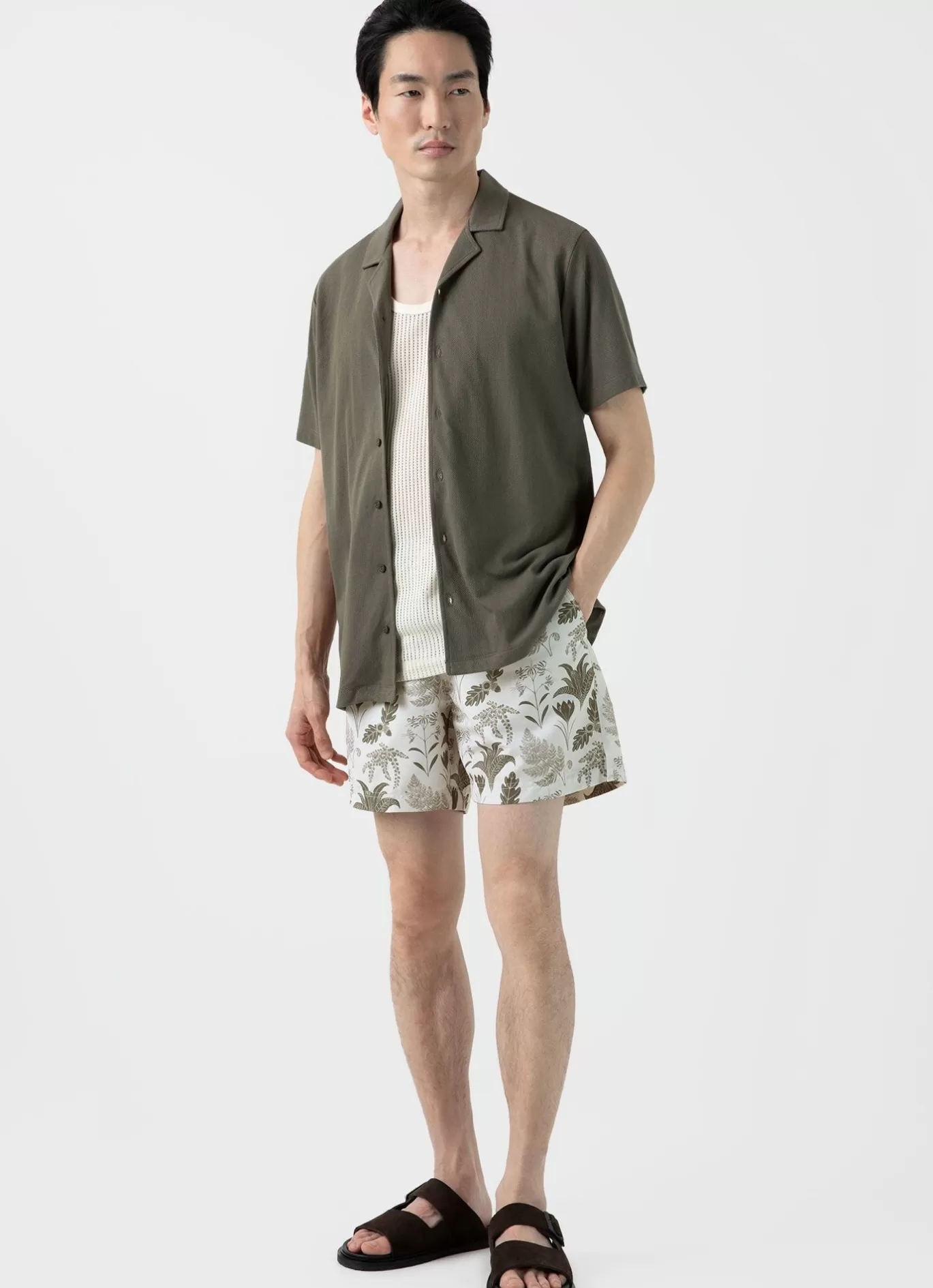 Outlet Leaf Print Swim Short Men Swimwear