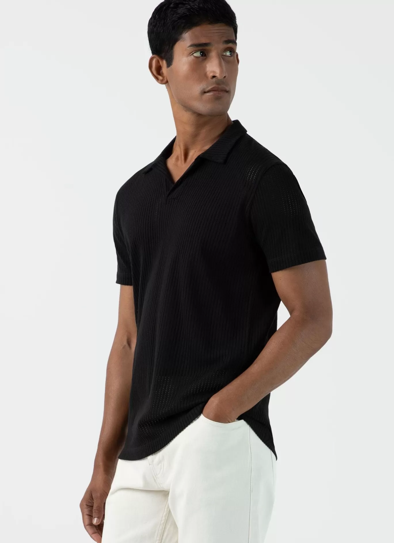 New Linear Mesh Polo Shirt Men Polo Shirts