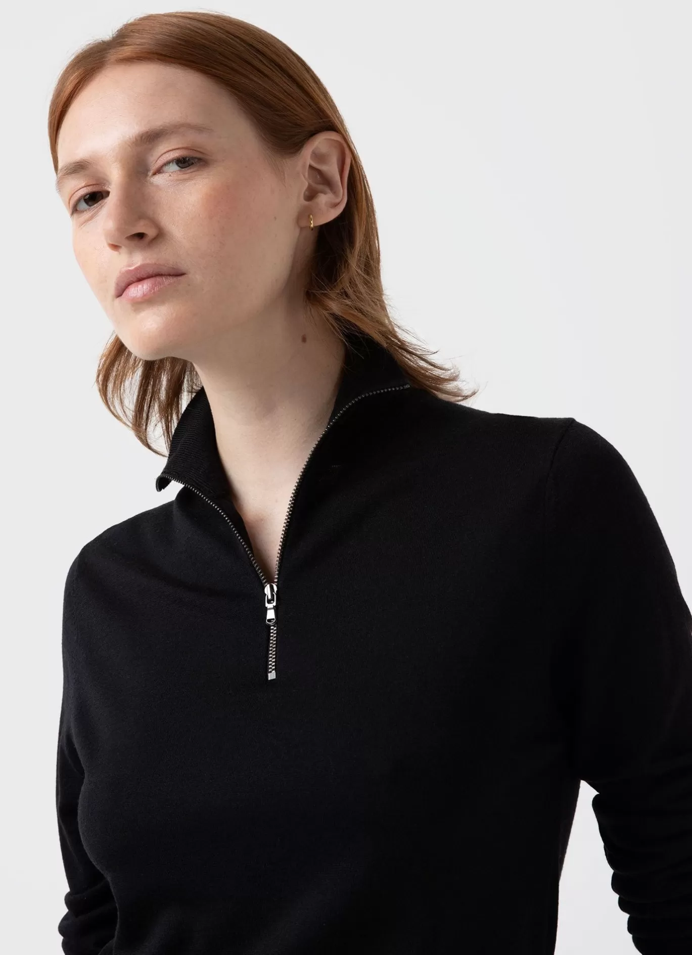 New Merino Silk Zip Neck Jumper Women Knitwear