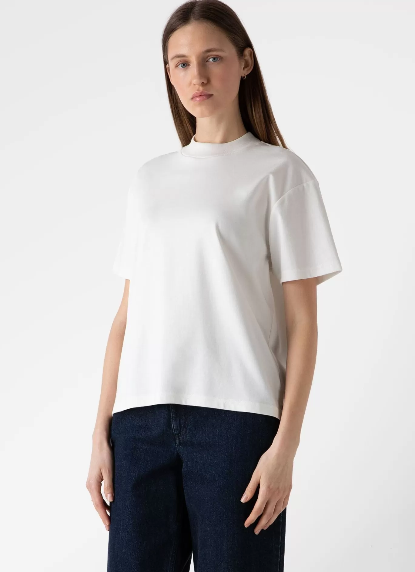 Flash Sale Mock Neck Heavyweight T Shirt Women T-Shirts & Tops