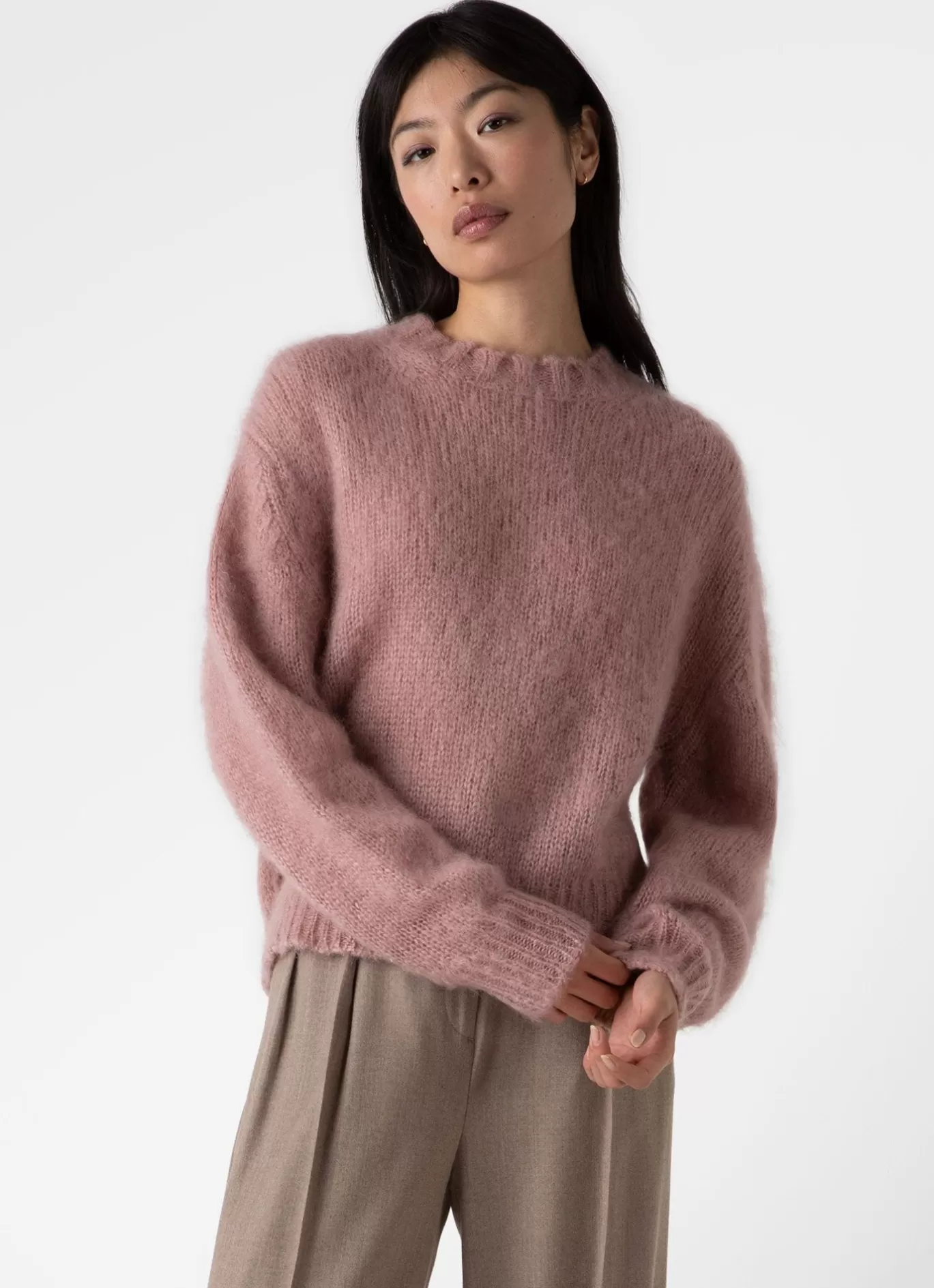 Best Sale Mohair Silk Crew Neck Jumper Women Knitwear