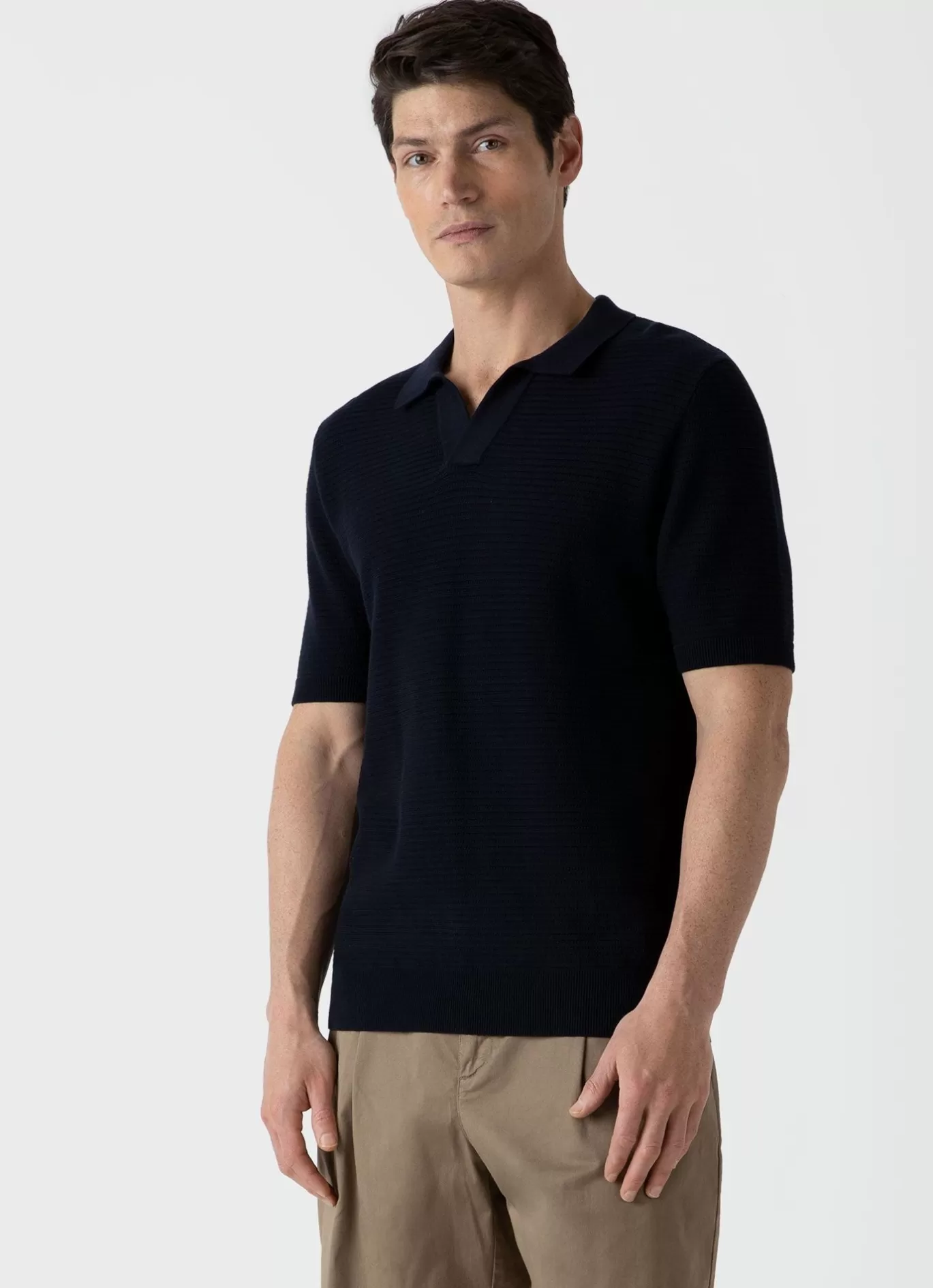 Online Open Textured Polo Shirt Men Polo Shirts