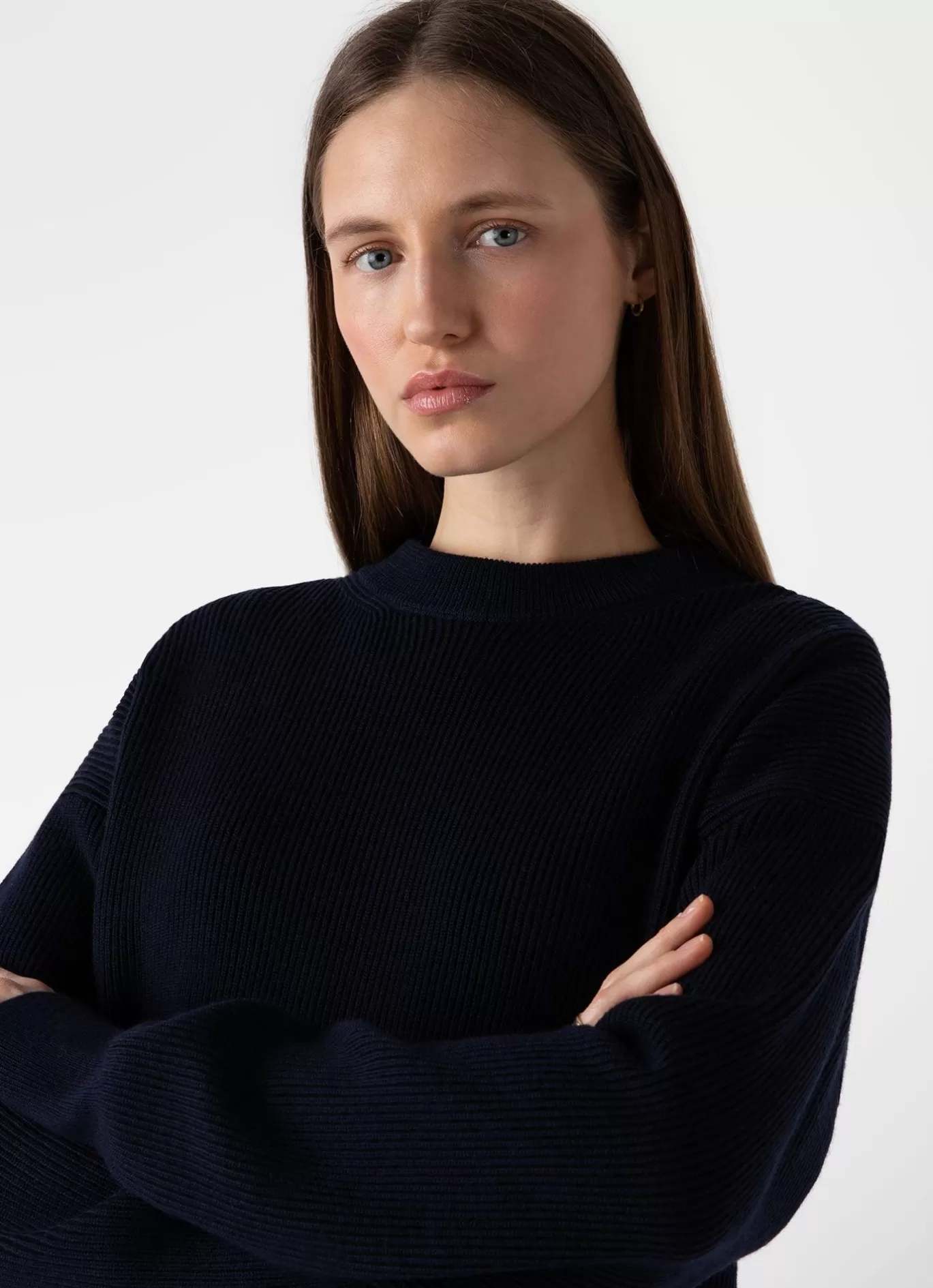 Fashion Ribbed Crew Neck Jumper Women Knitwear