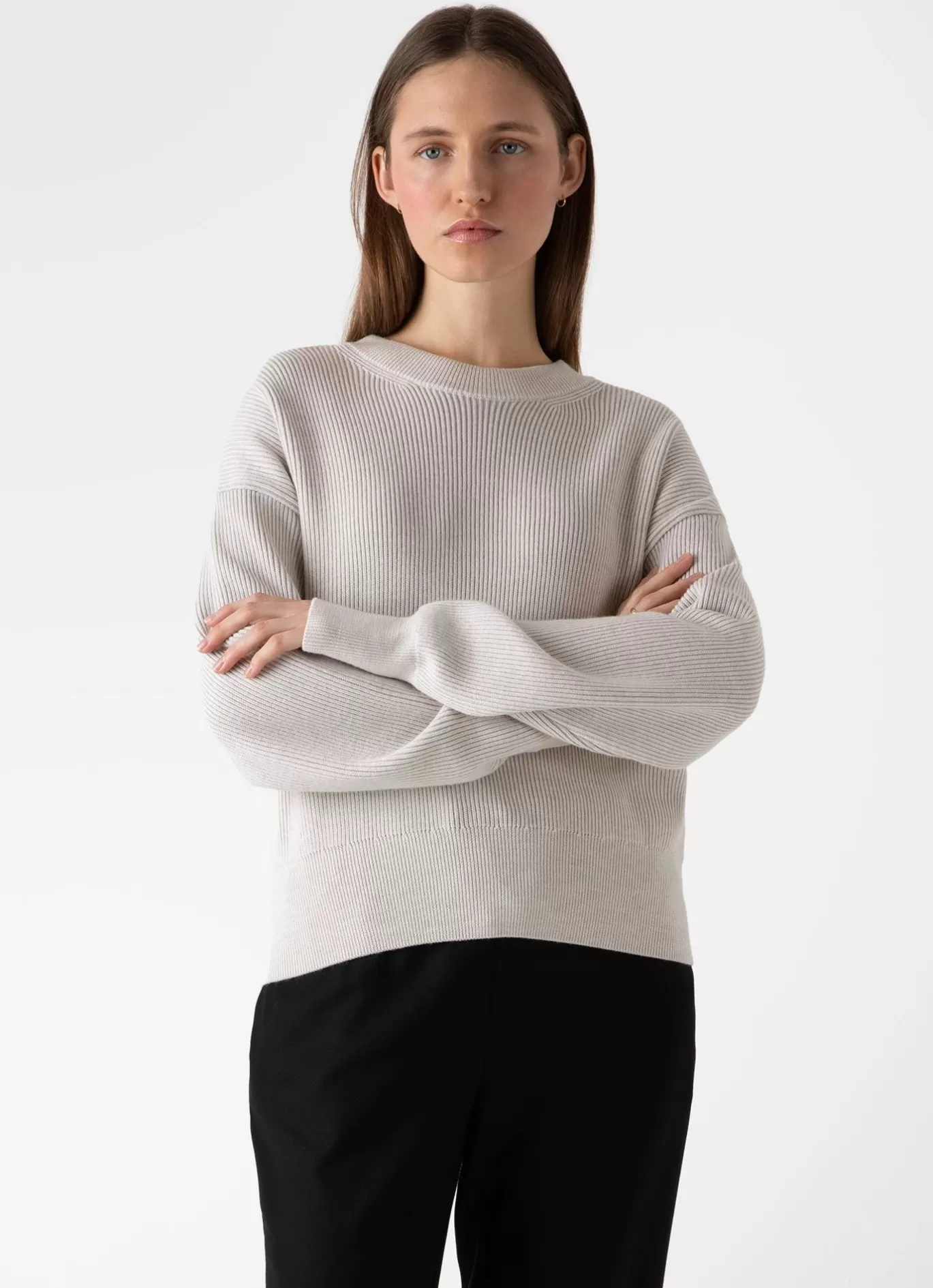 Cheap Ribbed Crew Neck Jumper Women Knitwear