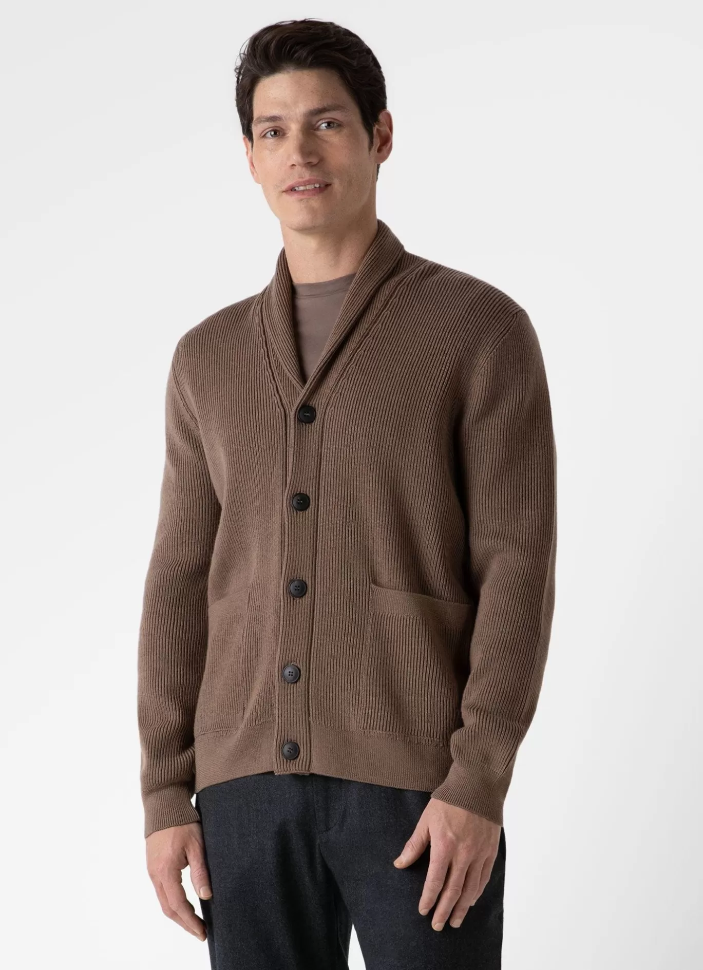 Best Sale Ribbed Shawl Neck Cardigan Men Knitwear