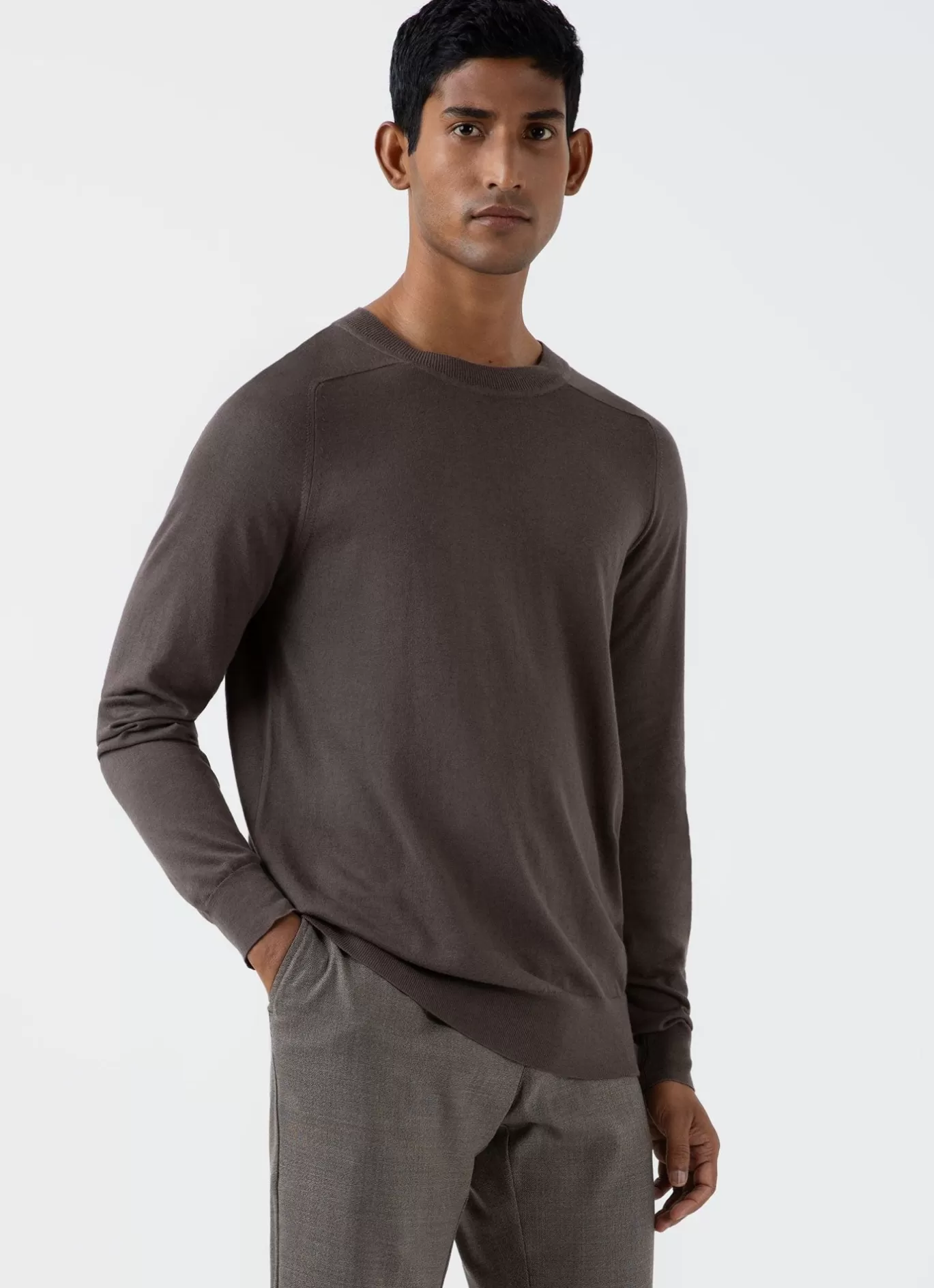 Best Sea Island Cashmere Crew Neck Jumper Men Knitwear