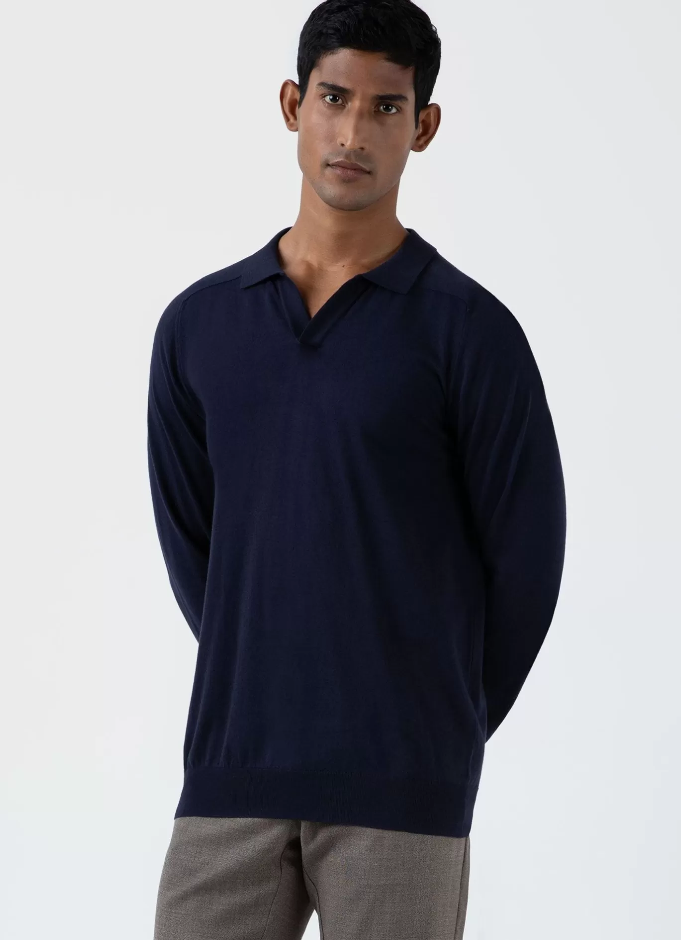 Fashion Sea Island Cashmere Polo Shirt Men Knitwear