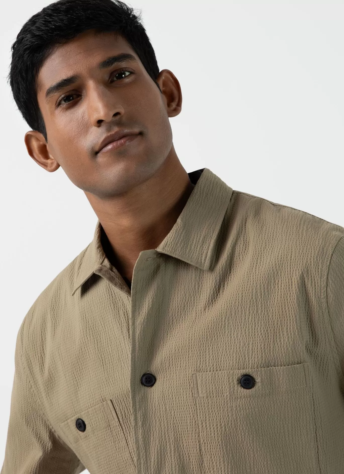 Store Seersucker Overshirt Men Shirts