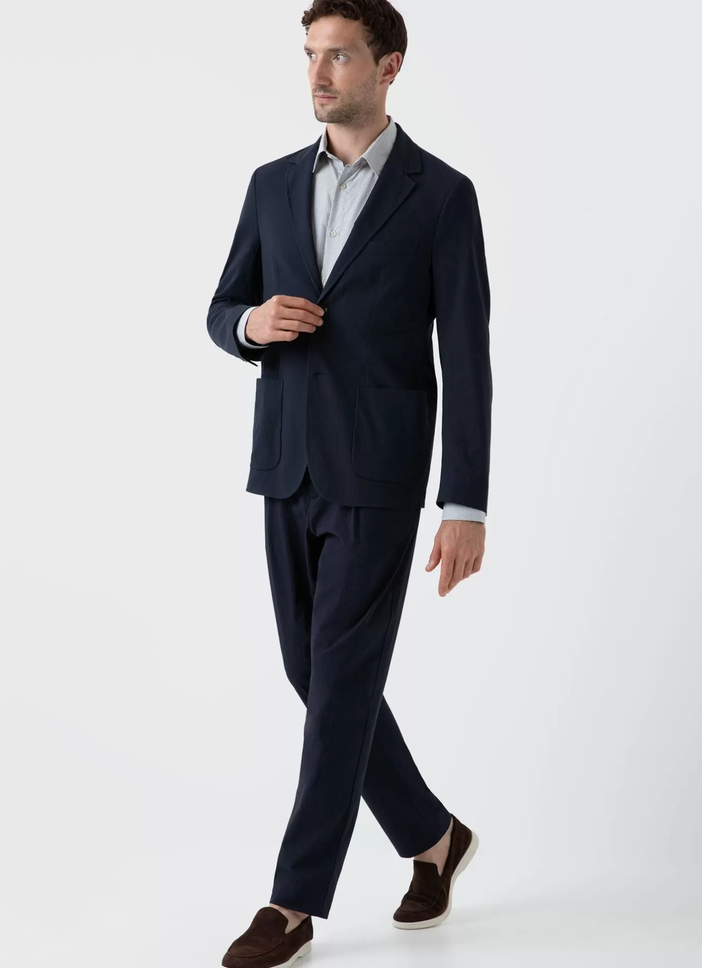 Outlet Seersucker Two Piece Suit Men Suits