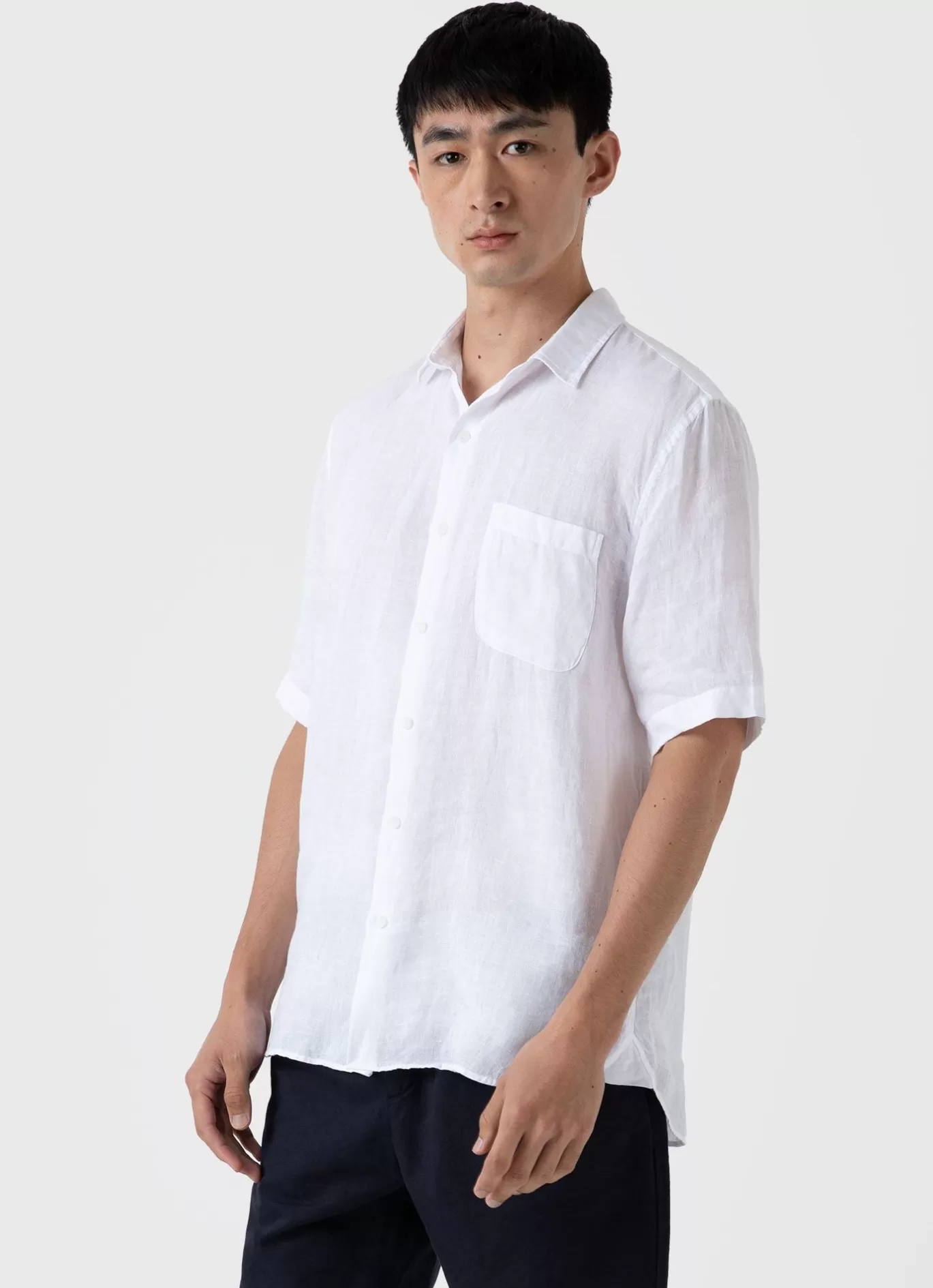 New Short Sleeve Linen Shirt Men Shirts