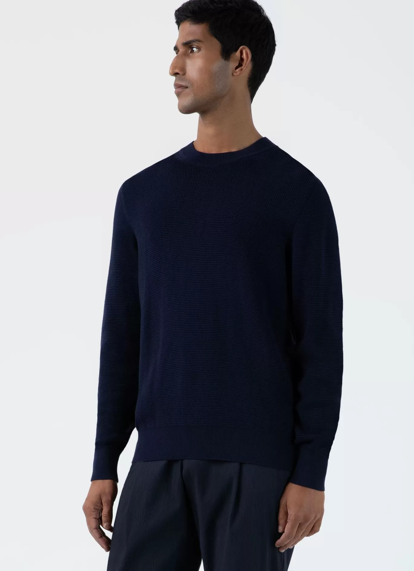 Cheap Waffle Stitch Crew Neck Jumper Men Knitwear