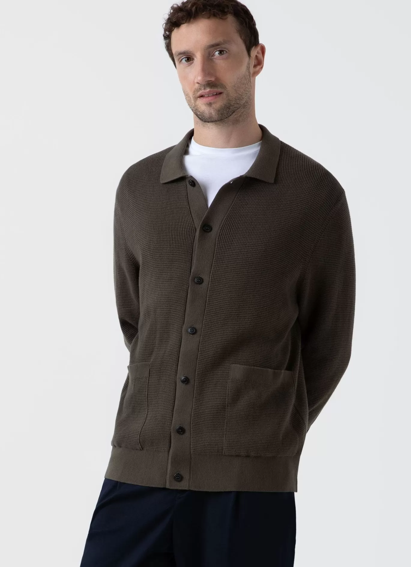 New Waffle Stitch Jacket Men Knitwear