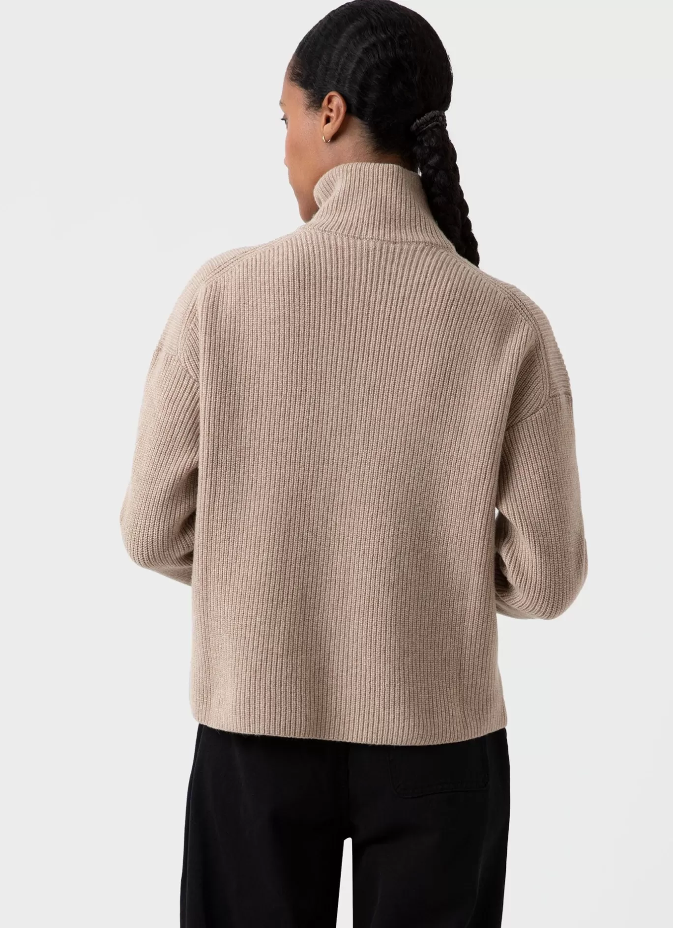 Shop Wool Cashmere Rib Zip Neck Women Knitwear