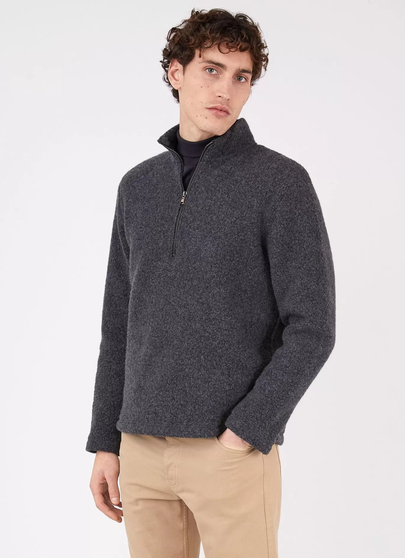 Clearance Wool Fleece Zip Neck Men Jackets & Coats